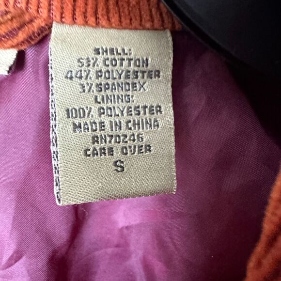 Ruff Hewn Vintage Orange Corduroy 2 Button Lined‎ Fitted Blazer Size Small - Picture 6 of 6
